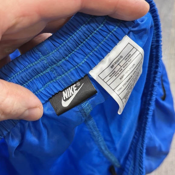 Nike Y2K Track Pants Mens L Blue Nylon Windbreaker Joggers Zip Ankle Leg Swoosh - Picture 8 of 13